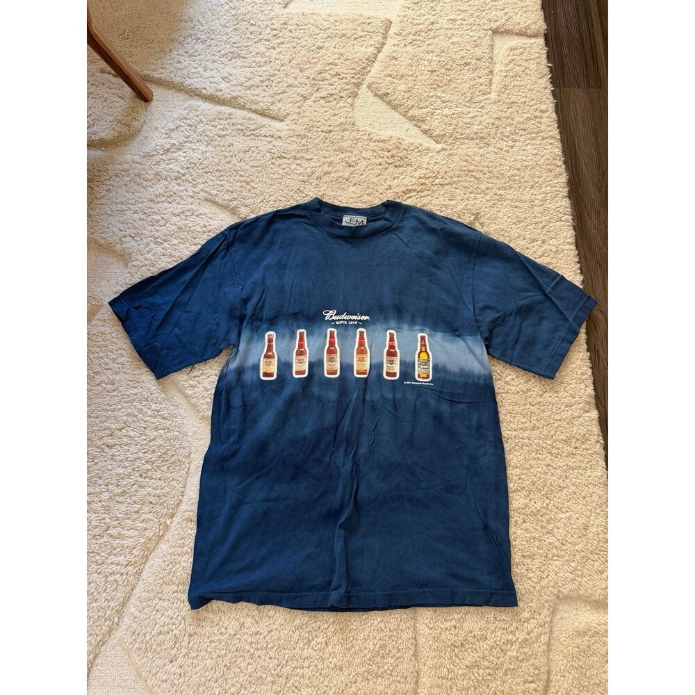 Vintage 2001 Budweiser Beer Bottles Tie Dye Graphic Tee Shirt JEM XL
